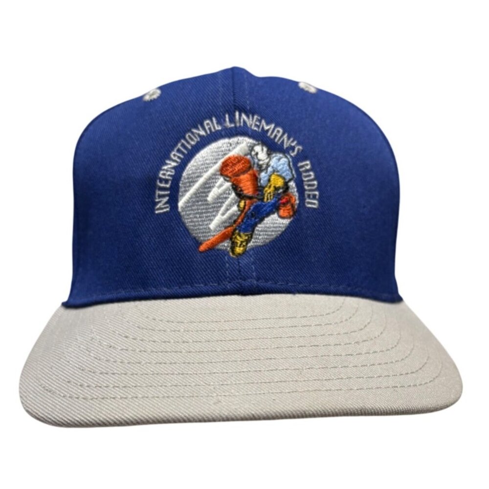 International Linemans Rodeo 2001 Hat Vintage Pro Line Cap L/XL Blue Embroidered